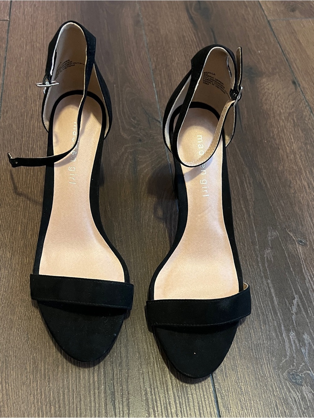 Madden Girl Black Suede Ankle-Strap Block Heels